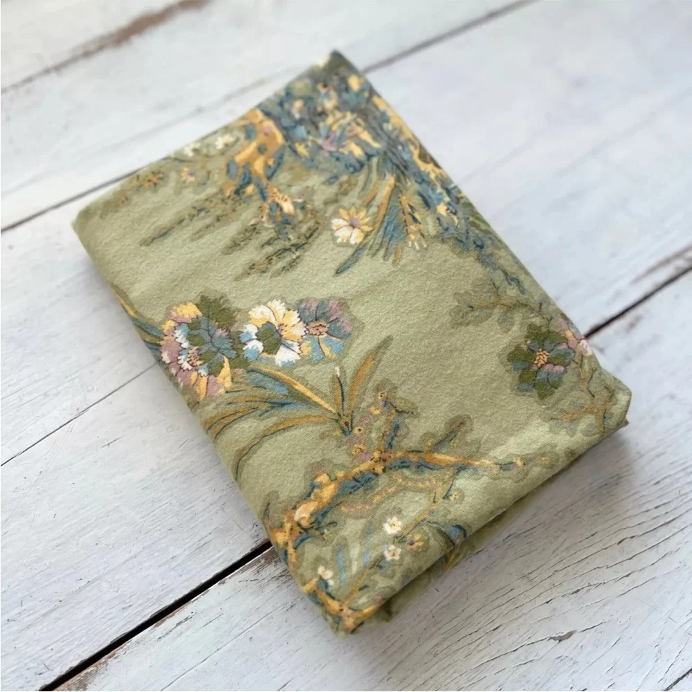 1 Pottery Barn EURO Pillow Sham Sage Green Pheasant Bird Floral FLANNEL Organic